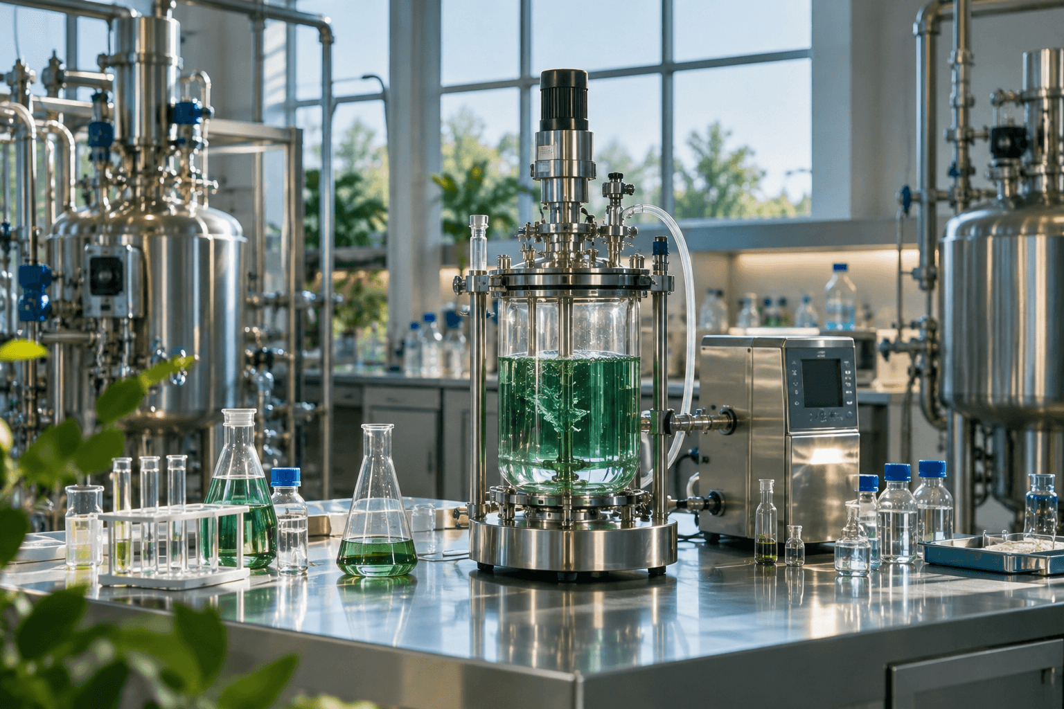 AI-generated illustrative chemical industry industry scene