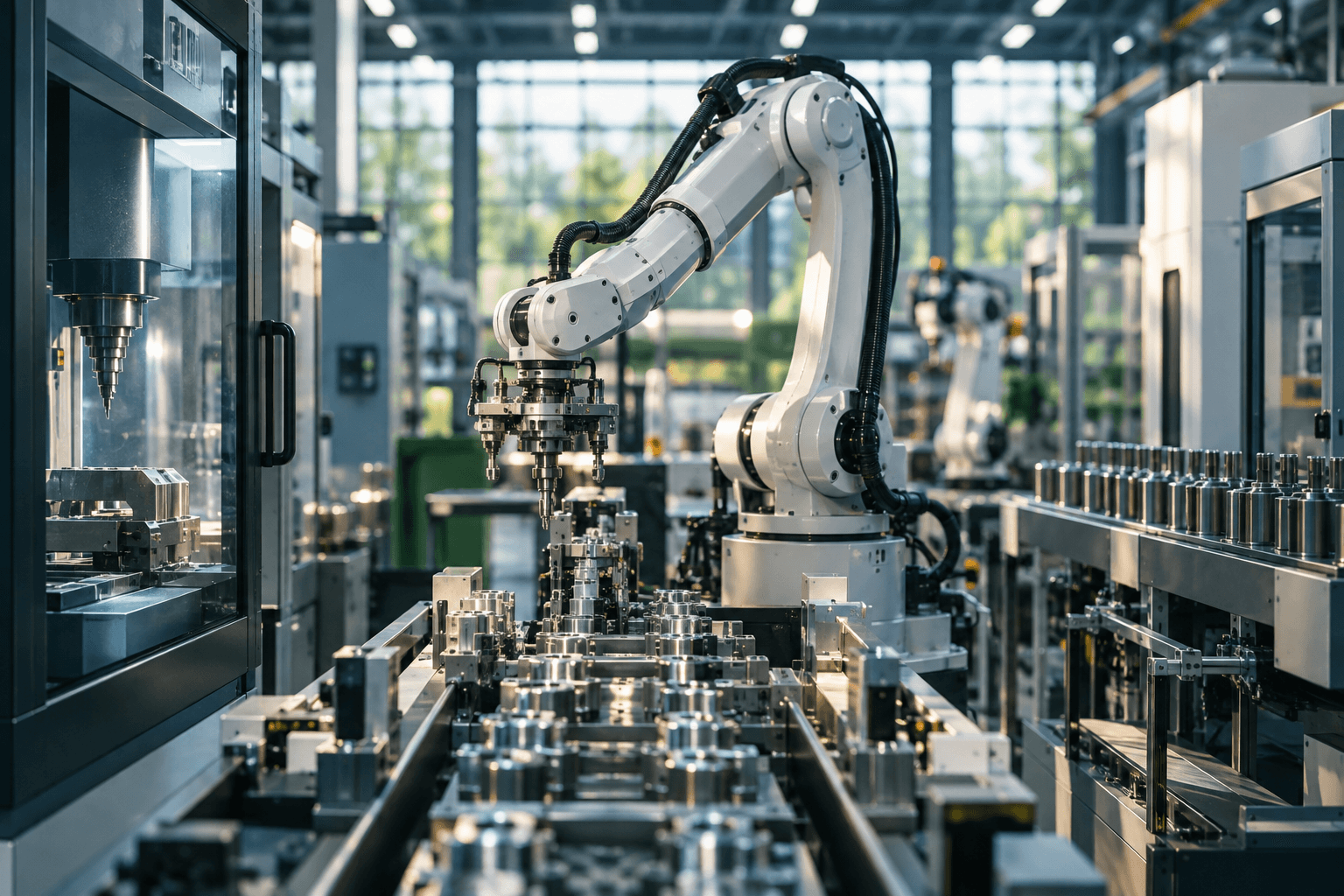 AI-generated illustrative manufacturing industry scene