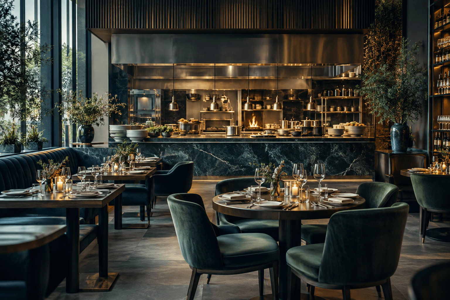AI-generated illustrative restaurant industry scene