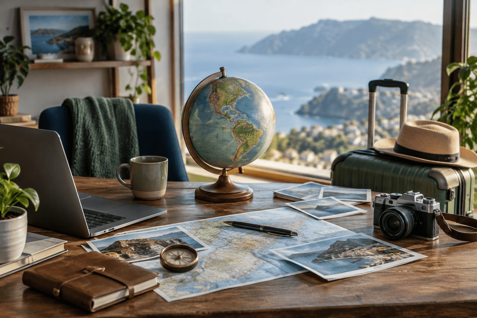 AI-generated illustrative travel industry scene