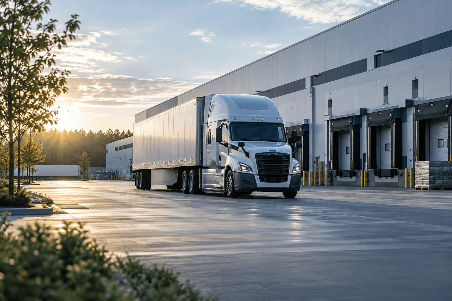 AI-generated illustrative trucking industry scene